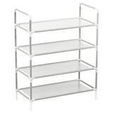 NNEVL Shoe Rack with 4 Shelves Metal and Non-woven Fabric Silver