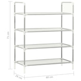 NNEVL Shoe Rack with 4 Shelves Metal and Non-woven Fabric Silver
