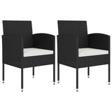 NNEVL 3 Piece Garden Dining Set Poly Rattan Black