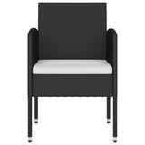 NNEVL 3 Piece Garden Dining Set Poly Rattan Black
