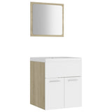 NNEVL Bathroom Furniture Set White and Sonoma Oak Chipboard