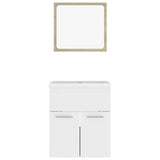 NNEVL Bathroom Furniture Set White and Sonoma Oak Chipboard