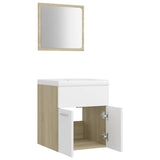 NNEVL Bathroom Furniture Set White and Sonoma Oak Chipboard