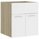 NNEVL Bathroom Furniture Set White and Sonoma Oak Chipboard