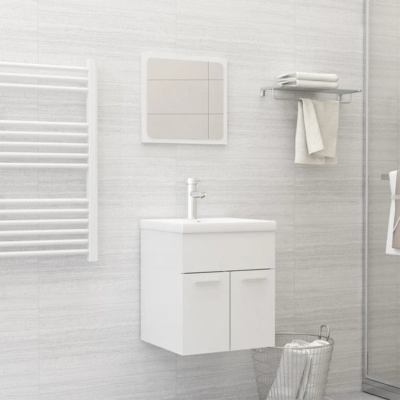 NNEVL Bathroom Furniture Set High Gloss White Chipboard