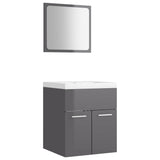 NNEVL Bathroom Furniture Set High Gloss Grey Chipboard