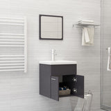 NNEVL Bathroom Furniture Set High Gloss Grey Chipboard