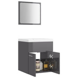 NNEVL Bathroom Furniture Set High Gloss Grey Chipboard