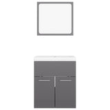 NNEVL Bathroom Furniture Set High Gloss Grey Chipboard