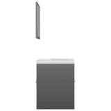 NNEVL Bathroom Furniture Set High Gloss Grey Chipboard