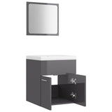 NNEVL Bathroom Furniture Set High Gloss Grey Chipboard