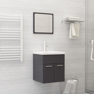 NNEVL Bathroom Furniture Set High Gloss Grey Chipboard