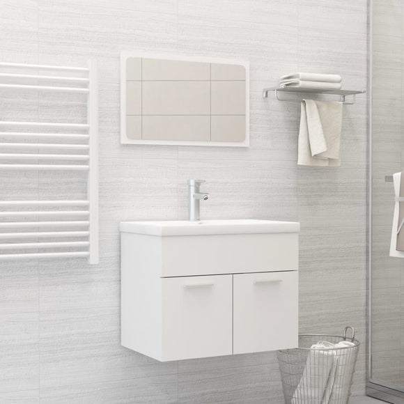 NNEVL Bathroom Furniture Set White Chipboard