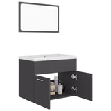 NNEVL Bathroom Furniture Set Grey Chipboard