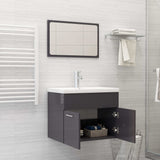 NNEVL Bathroom Furniture Set High Gloss Grey Chipboard