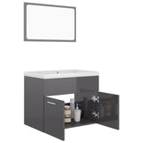 NNEVL Bathroom Furniture Set High Gloss Grey Chipboard