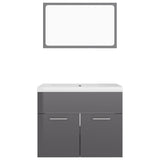 NNEVL Bathroom Furniture Set High Gloss Grey Chipboard