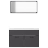 NNEVL Bathroom Furniture Set Grey Chipboard
