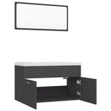 NNEVL Bathroom Furniture Set Grey Chipboard