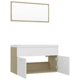 NNEVL Bathroom Furniture Set White and Sonoma Oak Chipboard