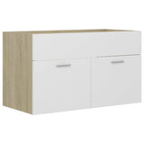 NNEVL Bathroom Furniture Set White and Sonoma Oak Chipboard