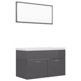 NNEVL Bathroom Furniture Set High Gloss Grey Chipboard