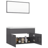 NNEVL Bathroom Furniture Set High Gloss Grey Chipboard