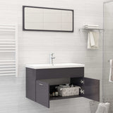 NNEVL Bathroom Furniture Set High Gloss Grey Chipboard