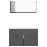 NNEVL Bathroom Furniture Set High Gloss Grey Chipboard