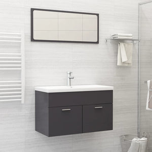 NNEVL Bathroom Furniture Set High Gloss Grey Chipboard