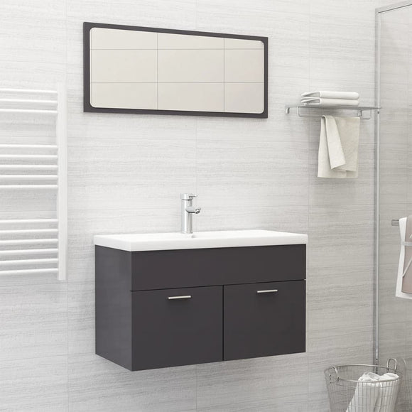 NNEVL Bathroom Furniture Set High Gloss Grey Chipboard