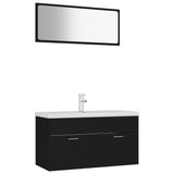 NNEVL Bathroom Furniture Set Black Chipboard