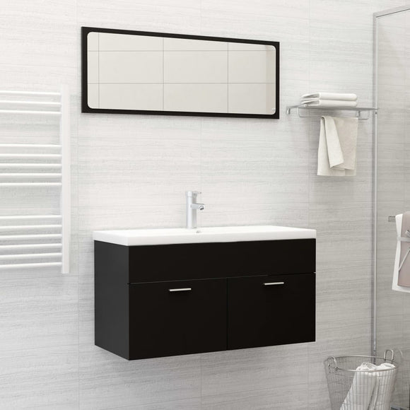 NNEVL Bathroom Furniture Set Black Chipboard