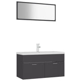 NNEVL Bathroom Furniture Set Grey Chipboard