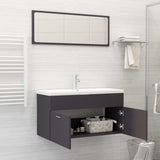 NNEVL Bathroom Furniture Set Grey Chipboard