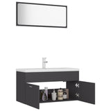 NNEVL Bathroom Furniture Set Grey Chipboard