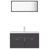 NNEVL Bathroom Furniture Set Grey Chipboard