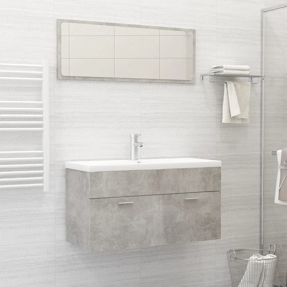 NNEVL Bathroom Furniture Set Concrete Grey Chipboard