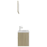 NNEVL Bathroom Furniture Set White and Sonoma Oak Chipboard