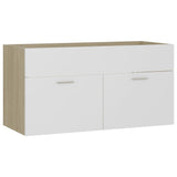 NNEVL Bathroom Furniture Set White and Sonoma Oak Chipboard