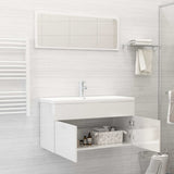 NNEVL Bathroom Furniture Set High Gloss White Engineered Wood