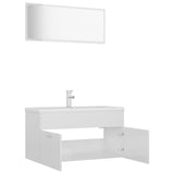 NNEVL Bathroom Furniture Set High Gloss White Engineered Wood