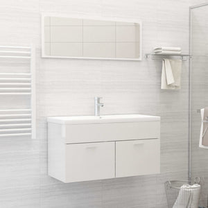 NNEVL Bathroom Furniture Set High Gloss White Engineered Wood