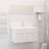 NNEVL Bathroom Furniture Set High Gloss White Engineered Wood