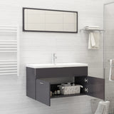 NNEVL Bathroom Furniture Set High Gloss Grey Chipboard