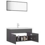 NNEVL Bathroom Furniture Set High Gloss Grey Chipboard