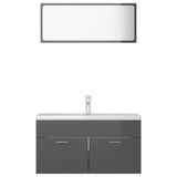 NNEVL Bathroom Furniture Set High Gloss Grey Chipboard