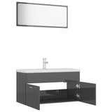 NNEVL Bathroom Furniture Set High Gloss Grey Chipboard