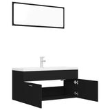 NNEVL Bathroom Furniture Set Black Chipboard