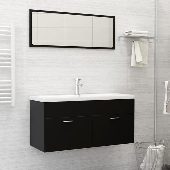 NNEVL Bathroom Furniture Set Black Chipboard